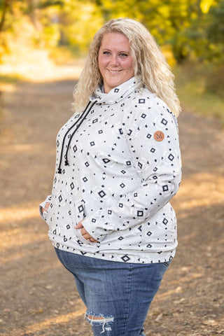 PHC- Cloud Funnel Neck Pullover in Aztec Gray-4- Overlayer Tops-Michelle Mae-Styled by Stacked - A Plus Size Women's Boutique in Lakeville, MN