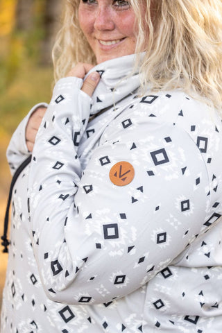 PHC- Cloud Funnel Neck Pullover in Aztec Gray-4- Overlayer Tops-Michelle Mae-Styled by Stacked - A Plus Size Women's Boutique in Lakeville, MN