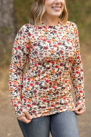 Blair Mockneck Long Sleeve w/Thumbholes in Florals (12 Prints)-2- Long Sleeve Tops-MICHELLE MAE-Styled by Stacked - A Plus Size Women's Boutique in Lakeville, MN