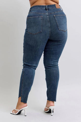 Judy Blue Tummy Control Tulip Hem Skinny Jeans-9- Bottoms Denim-Judy Blue-Styled by Stacked - A Plus Size Women's Boutique in Lakeville, MN