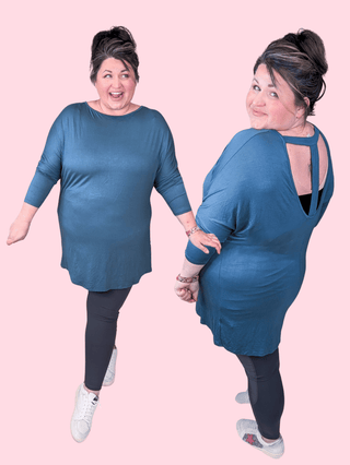Blake Dolman Tunic w/ T Back in Dark Teal-2- Long Sleeve Tops-EMERALD-Styled by Stacked - A Plus Size Women's Boutique in Lakeville, MN