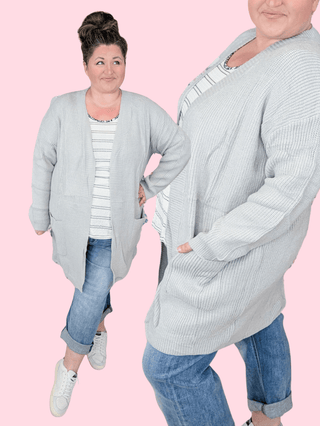 Layla Sweater Cardigan in Light Gray-4- Overlayer Tops-MICHELLE MAE-Styled by Stacked - A Plus Size Women's Boutique in Lakeville, MN