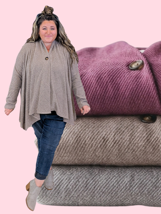 Winifred Button Detail Draped Cardigan (3 Colors)