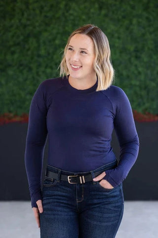Blair Mockneck Long Sleeve with Thumbholes in Solids (5 Colors)-2- Long Sleeve Tops-MICHELLE MAE-Styled by Stacked - A Plus Size Women's Boutique in Lakeville, MN