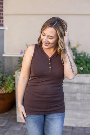 SALE- BUTTON FRONT HENLEY TANK SOLIDS