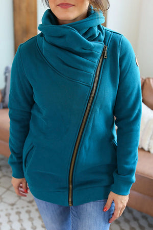 PHC- Adria Asymmetrical Solid Heavyweight Zip Cowl