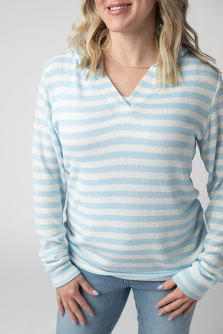 Haylee Lightweight Hooded Pullover in Summer Stripes