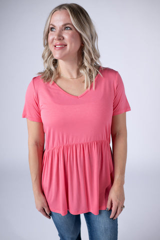 Marissa Short Sleeve Mini Ruffle Tee in Solids (11 colors)
