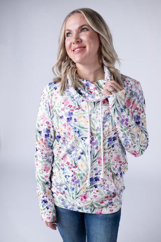 PHC Cloud Funnel Neck Pullover in Cottage Wildflower-3- Hooded Tops-MICHELLE MAE-Styled by Stacked - A Plus Size Women's Boutique in Lakeville, MN