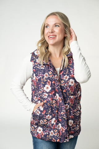 Remy Quilted Vest in Blushwood Navy