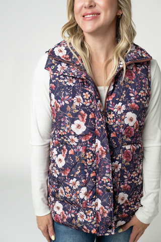 Remy Quilted Vest in Blushwood Navy