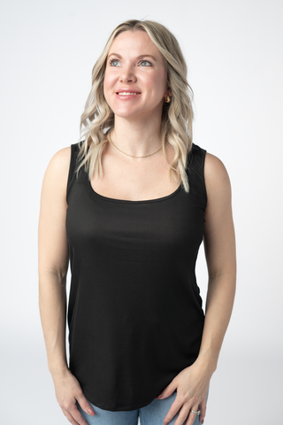 Logan U-Neck Ribbed Tank in Solids