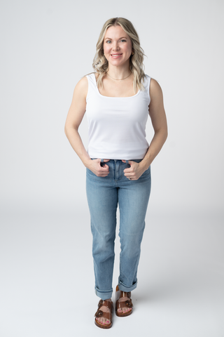 Logan U-Neck Ribbed Tank in Solids