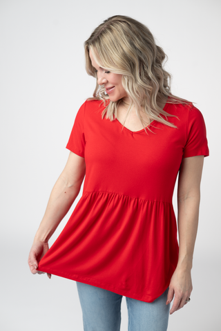 Marissa Short Sleeve Mini Ruffle Tee in Solids (11 colors)