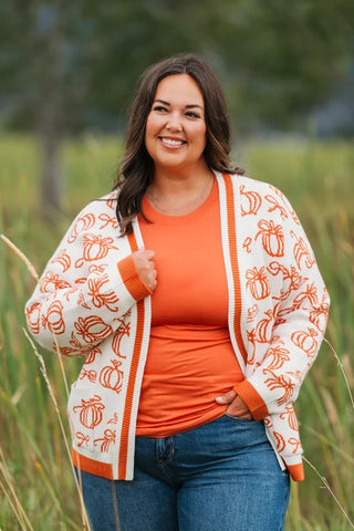 Adria Luxe Cardigan w/Pockets in Pumpkin Patch