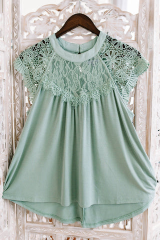 Winner of the Lace Top In Seafoam Shirts & Tops WHITE BIRCH 