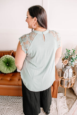 Winner of the Lace Top In Seafoam Shirts & Tops WHITE BIRCH 