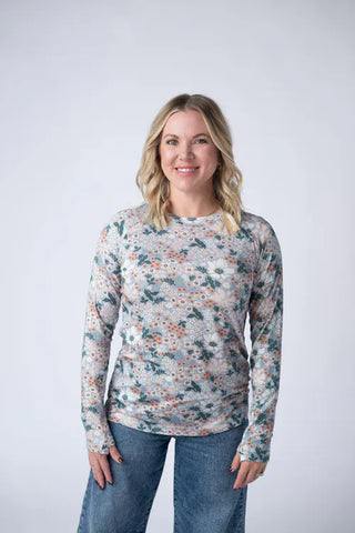 $0 Down Preorder: Blair Mockneck Long Sleeve with Thumbholes NEW FLORALS-2- Long Sleeve Tops-MICHELLE MAE-Styled by Stacked - A Plus Size Women's Boutique in Lakeville, MN