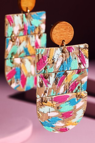 Brushstroke Cork Earrings