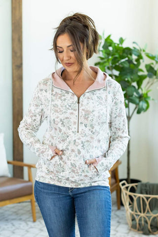 PHC- Ivory Vintage Floral w/Blush Accents Halfzip