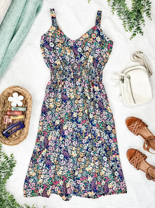 Karli Luxe Floral Midi Dress w/Adjustable Straps (4 colors)-11- Dress/Romp/Jump-MICHELLE MAE-Styled by Stacked - A Plus Size Women's Boutique in Lakeville, MN