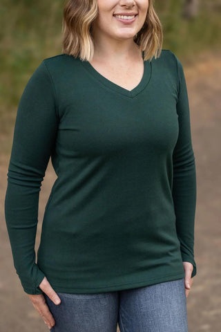 Everett Premium Long Sleeve Layering Top w/Thumbholes (9 COLORS)-2- Long Sleeve Tops-Michelle Mae-Styled by Stacked - A Plus Size Women's Boutique in Lakeville, MN
