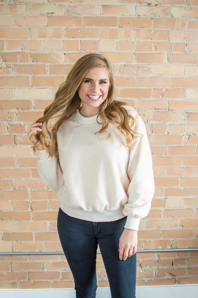 SALE- Cream Teddy Bear Pullover