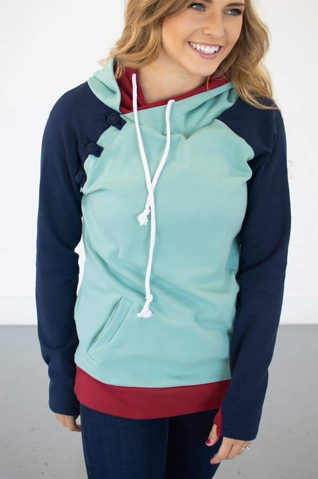 SALE- Teal + Navy Hoodie