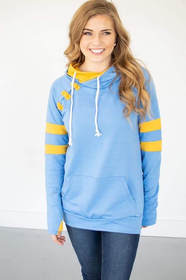 SALE- Blue + Yellow Hoodie