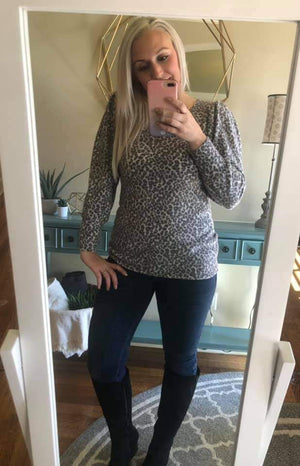 SALE- Leila Leopard Puff Sleeve Soft Top