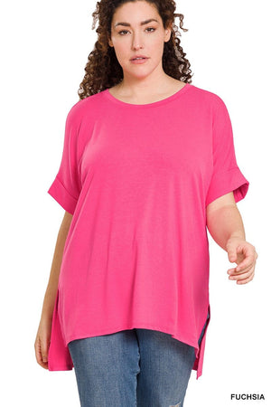 Randee Rolled Sleeve Side Slit Tee (many colors!)