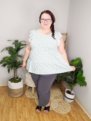 Floral Flutter Sleeve Top (2 colors)