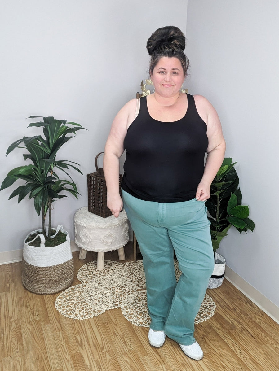 SALE- Judy Blue High Rise Seagreen Aqua 90s Straight Leg