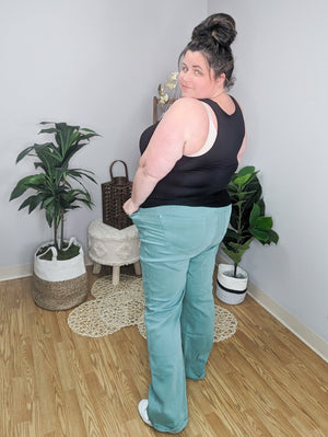 SALE- Judy Blue High Rise Seagreen Aqua 90s Straight Leg