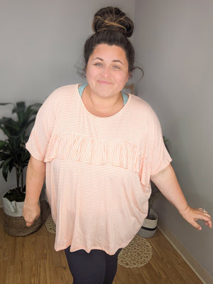 Seersucker Style Flowy Short Sleeve Top