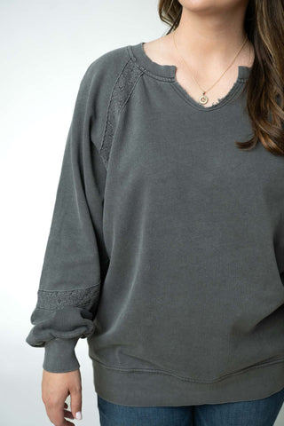 Addison Vintage Wash Pullover w/Lace Accents (7 Colors)
