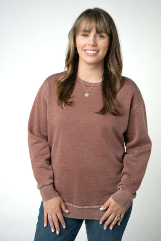 Addie Vintage Wash Scoop Bottom Pullover (9 Colors)
