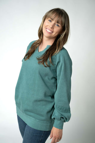 Addison Vintage Wash Pullover w/Lace Accents (4 Colors)