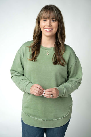 Addie Vintage Wash Scoop Bottom Pullover (10 Colors)
