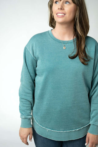 Addie Vintage Wash Scoop Bottom Pullover (9 Colors)