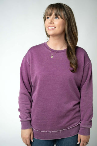 Addie Vintage Wash Scoop Bottom Pullover (9 Colors)