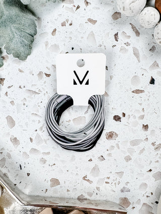 5 PC Hair Tie Sets- Black/Gray