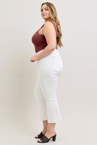 Judy Blue Kick Flare Crop in Creamy Ivory