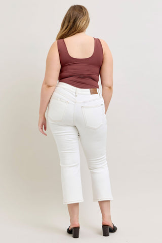 Judy Blue Kick Flare Crop in Creamy Ivory
