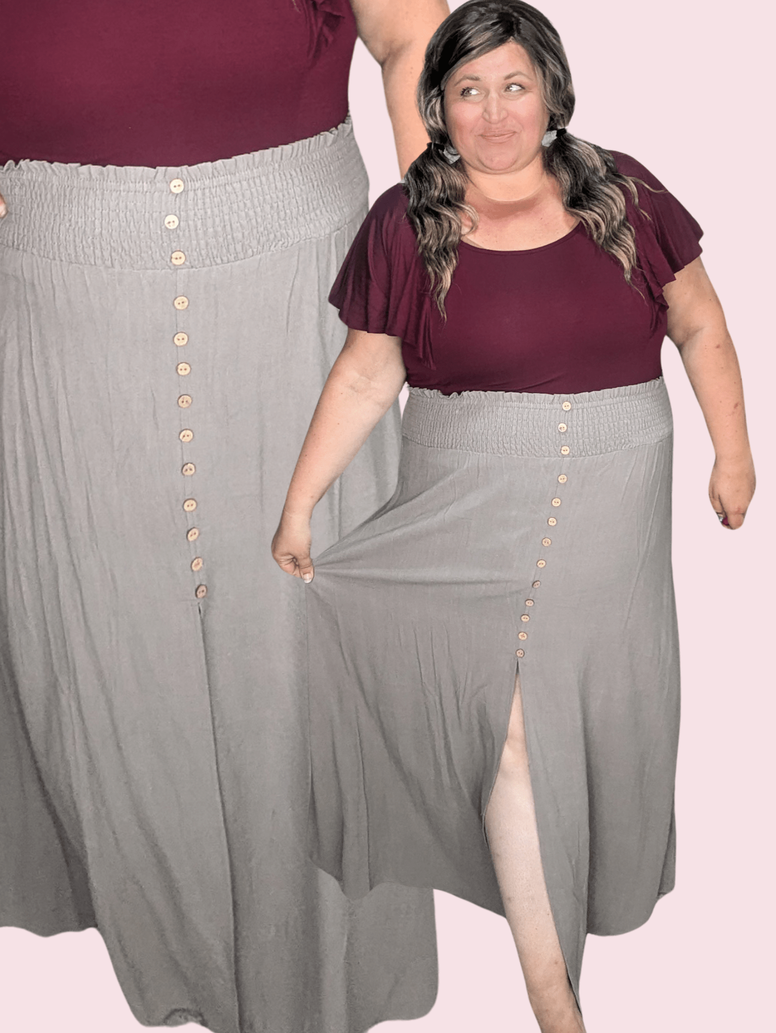 Women's plus size maxi skirts gray sales