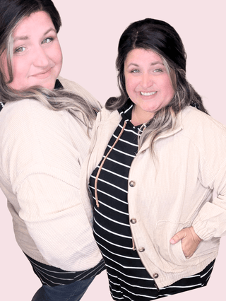 SALE- Lowry Brushed Corduroy Jacket in Taupe Cream-4- Overlayer Tops-KORI-Styled by Stacked - A Plus Size Women's Boutique in Lakeville, MN