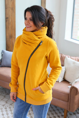 PHC- Adria Asymmetrical Solid Heavyweight Zip Cowl