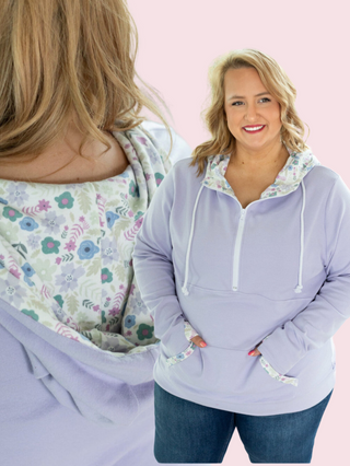 PHC- Lilac Triplestretch Halfzip Hoodie w/Floral Accents