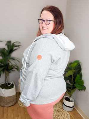 PHC- Cozy Vibes Casual Half Snap Hoodie in Gray *FINALSALE