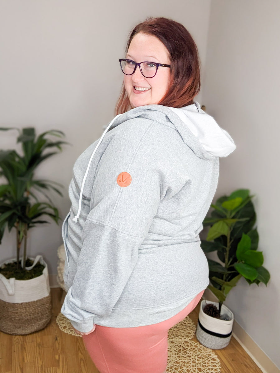 PHC- Cozy Vibes Casual Half Snap Hoodie in Gray *FINALSALE